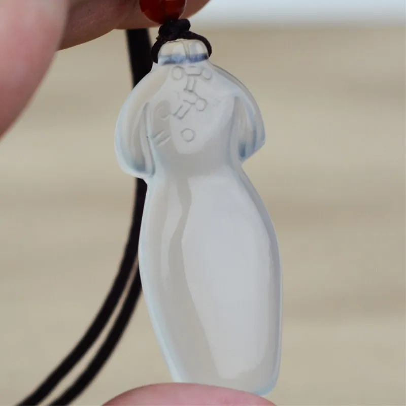 2018 Ladies Necklace Pendant Natural White Chalcedony Chinese Style Famous Cheongsam Gift for Women Fashion Jewelry | Украшения и