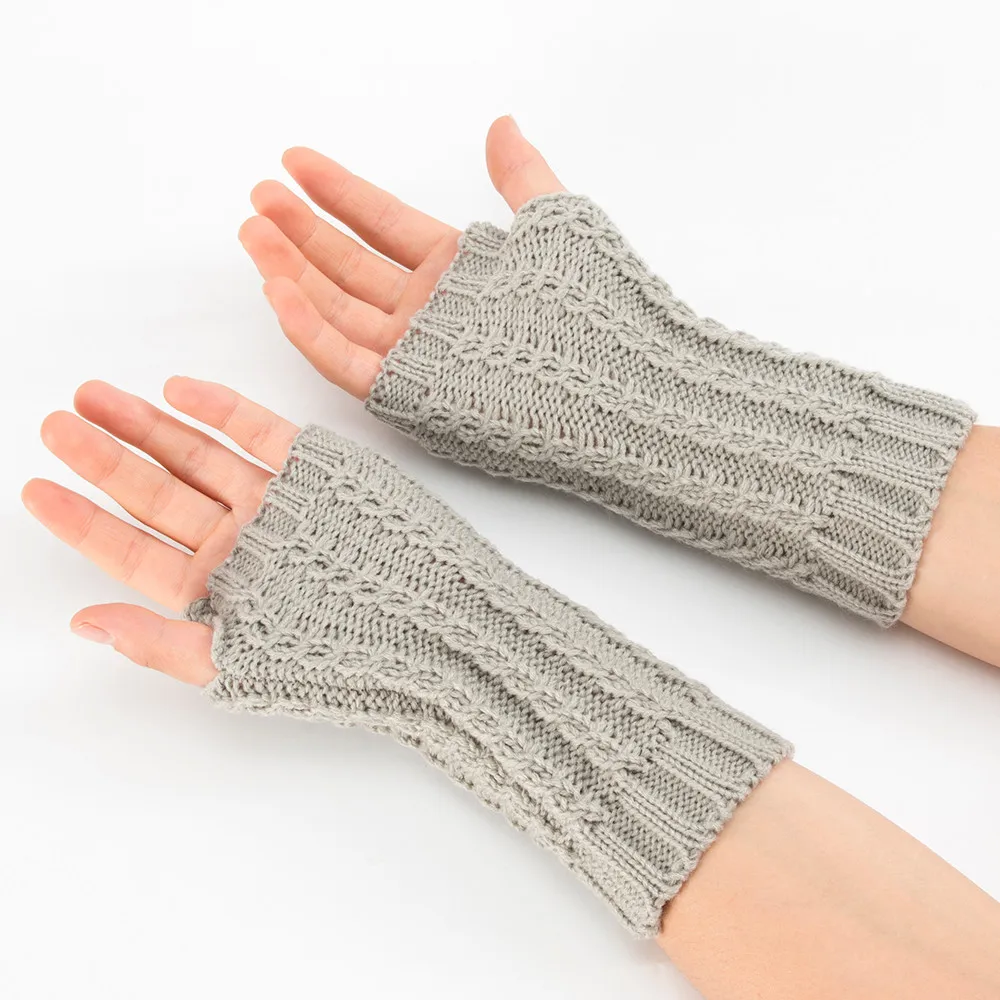 Женские зимние перчатки на запястье, теплые однотонные Вязаные Короткие перчатки без пальцев, удобные перчатки L50/1224