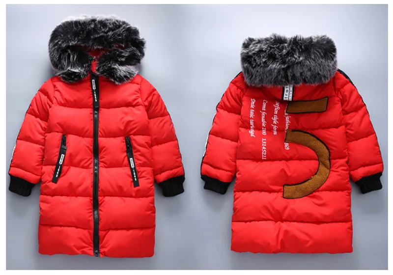 2018 Faux Fur Hood Jacket for Girls Children Snow Wear Parka Thick Cotton-Padded Winter Jacket for Children Christma Winter Coat (7)