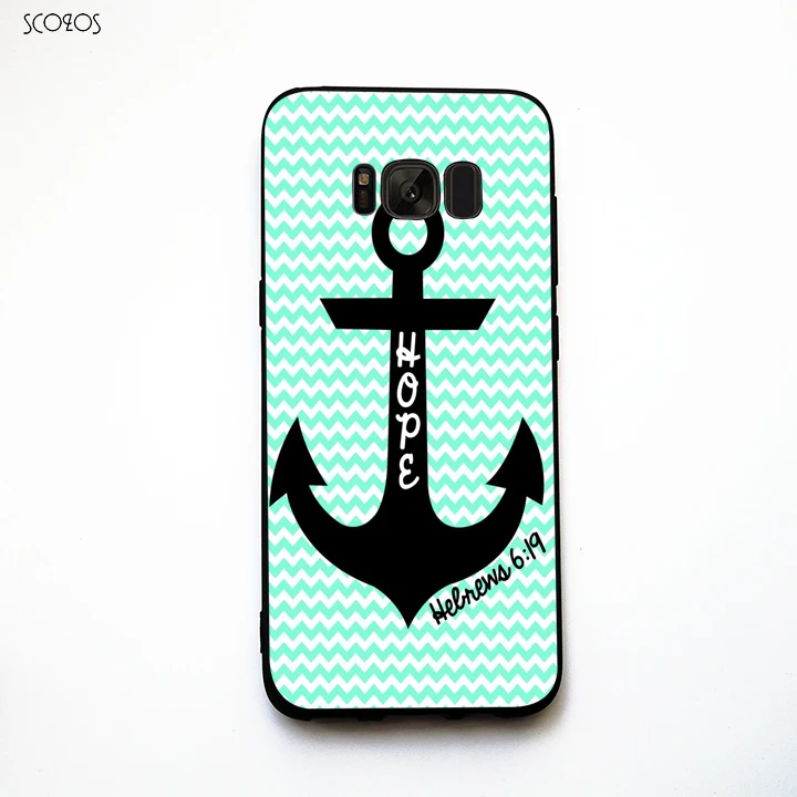 SCOZOS Quote Hope Anchor Mint Green Style Phone Case For Samsung Galaxy S6 S7 Edge S8 Plus J5 J7 A3 A5 A7 2016 Note 8 |