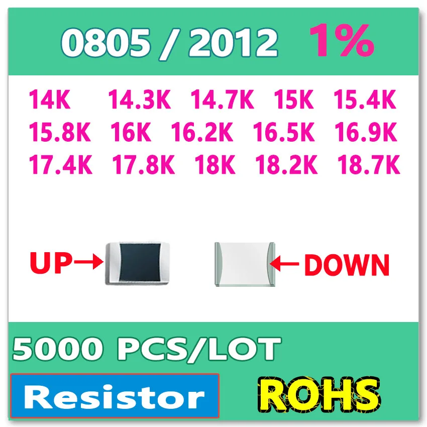 JASNPROSMA OHM 0805 F 1% 5000 шт 14K 14 3 K 7 15K 15 4 8 16K 16 2 5 9 17 18K 18 smd 2012 | Электроника