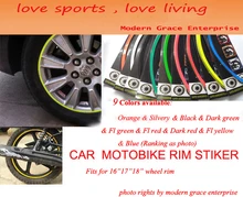 10 Colors,18 Stripes 14″-18″ Wheel Rim Decal Sticker for Car & Motorcycle,Best Car Styling,Strong blister pack,Free Shipping