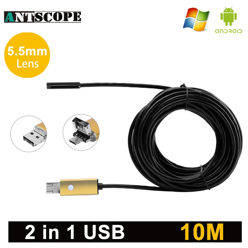 

Antscope USB Android Endoscope Camera Snake Tube Mini Camera 10m PC Android Phones 5.5mm Boroscope USB Endoscopio Camera 20