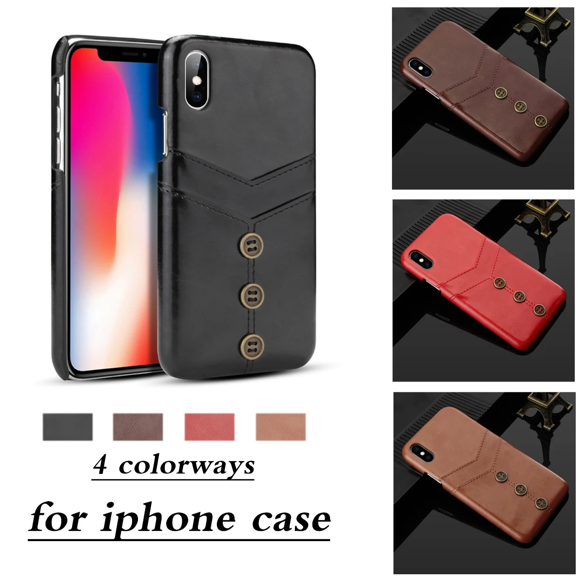 

Luxury PU Card Slot Case for IPhone 6 6s 7 8 Plus X XS XR XX MAX Cases Retro Shell for IPhone Phone XR Ip8 I7 I6 Plus Phone Cas