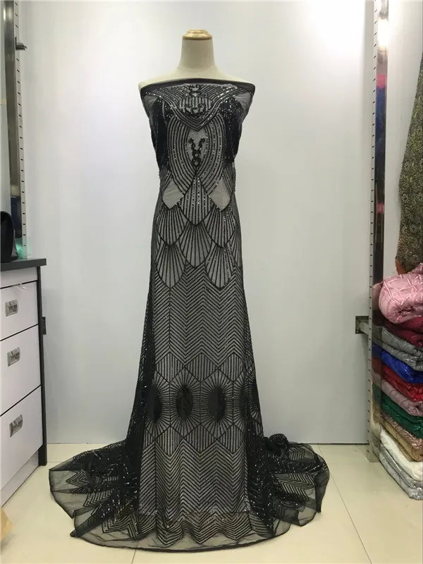 High Quality African Lace Fabric Sequins Tissu Indian Wedding Dress French Swiss Voile Mesh Tulle Material red black | Дом и сад