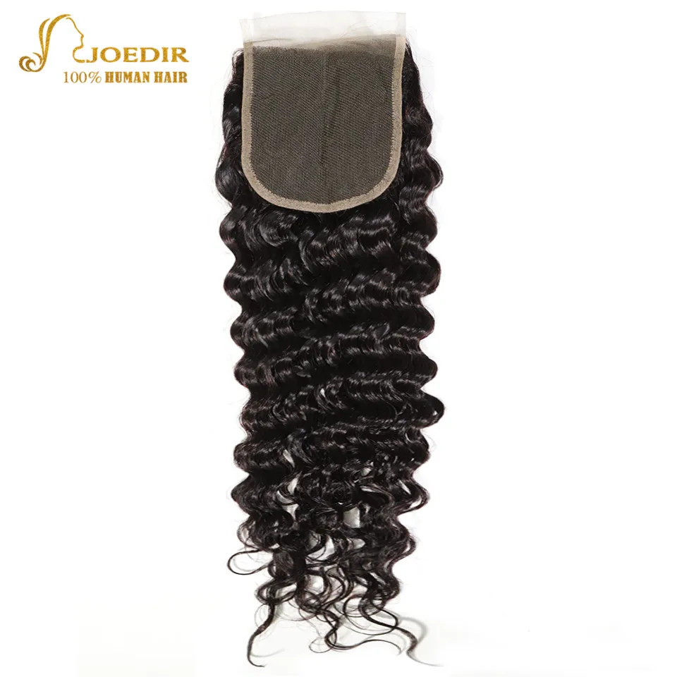 

Joedir Hair Closure 4x4 Deep Wave Brazilian Hair Lace Closure Natural Color 8-18 Inch Remy Human Hair Closures With Baby Hair