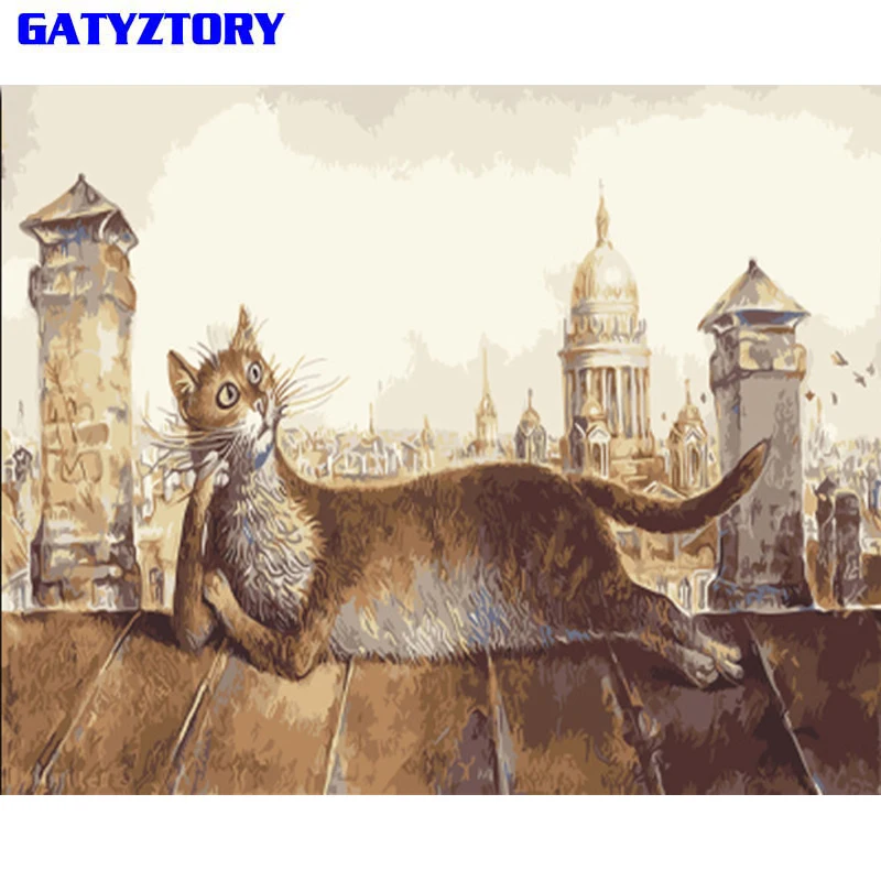 

GATYZTORY Frameless DIY Painting By Numbers Cat Animals Modern Wall Art Canvas Painting Home Wall Art Decor Unique Gift Artwork