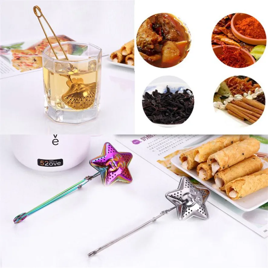 

New Tea Strainer Tool 1pc Creative Star Shape Practical Snap Stainless Steel Mesh Tea Ball Infuser Tea Strainer