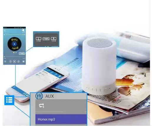 Kuliai ночник с bluetooth динамиком портативный беспроводной динамик SHAVA сенсорный