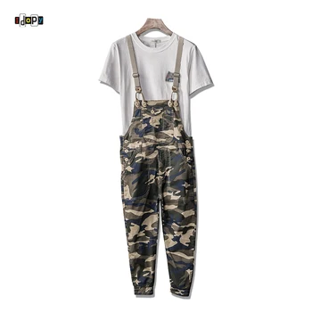 

Idopy Hip Hop Streetwear Bib Pants Overall Jean Fashion Men Jean Overalls Camouflage Bib Jeans For Men Male Denim Jumpsuit