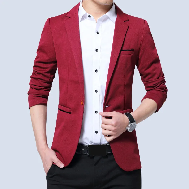 Men's Casual Slim One Button Suit Blazer Fashion New Stylish Formal Coat Jacket Tops Slim Fitted Male Fashion Blazers