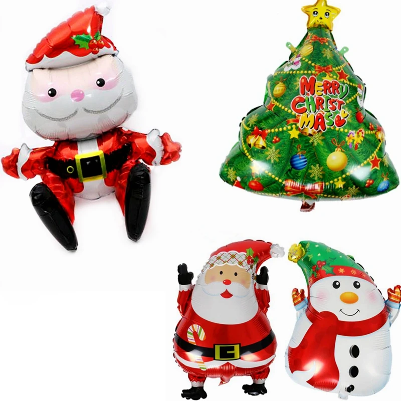 10pcs Christmas  Tree Santa Claus Snowman Balloons 