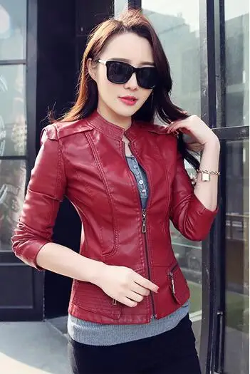 

2018 Women PU Leather Jackets Female Zippers Coat spring Autumn Short Outwear spring Autumn Short Outwear Female motorcycle coat
