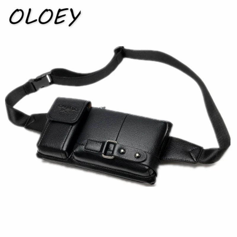 

Men Leather Waist Bags Portable Muti-Pocket PU Fanny Packs Outdoor Sport Chest Shoulder Bags Phone Coin Purse Belt Pack!