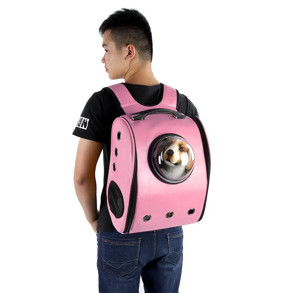 Рюкзак-переноска для домашних животных, портативный рюкзак для домашних животных, дышащий рюкзак на плечо для собак, кошек, дорожная упаковочная сумка - Цвет: Розовый
