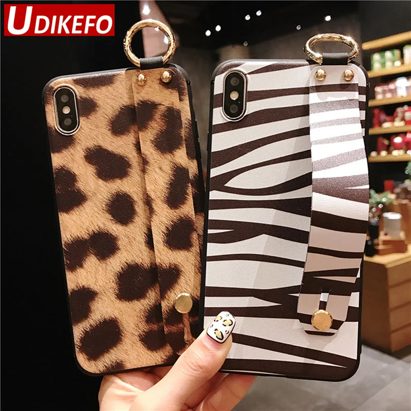 

UDKEFO Relief TPU Holder Case For iphone 7 8 plus Case Wrist Strap Flower Silicone Phone Cases For iphone X Xs max XR 6 6S Plus