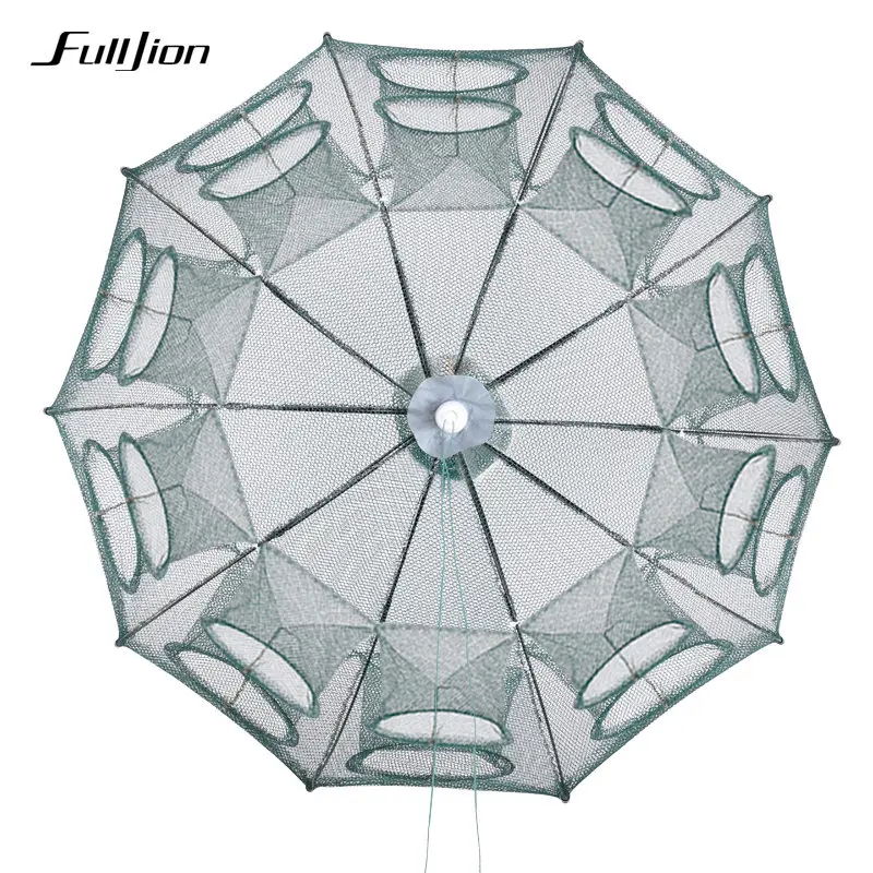 Fulljion рыболовные сети Складные портативные автоматические нейлоновые литые сети ловушка для креветок воблер литая сетчатая Ловушка с несколькими отверстиями - Цвет: 10 Sides  20 Holes