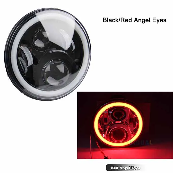 7-дюймовый круглый светодиодный фонарь с DRL угловыми глазами " для Honda CB 400 500 1300 Hornet 250 600 900 VTR 250 - Цвет: Black Red Halo