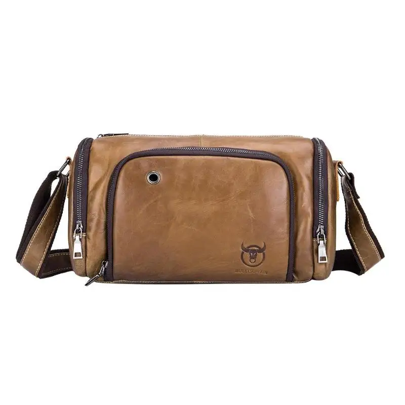 

2019 New BULLCAPTAIN Weekend Duffle Bags Men Sport Big Shoulder Genuine Leather Bags for men Boys Famous Designer Party Purse