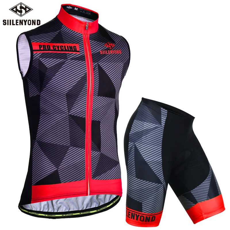 cycling Set Siilenyond Pro Без Рукавов анти-УФ Велоспорт Джерси Набор летние мужские мотобайк, велосипед, велотренажер одежда гоночная одежда для дорожного велосипеда костюм - Цвет: cycling Set