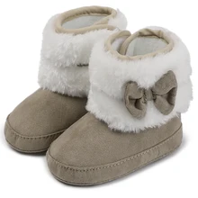 Обувь для маленьких девочек; сезон осень-зима; обувь для малышей; очень теплые ботинки с бантом; ботиночки для детей 0-18 месяцев