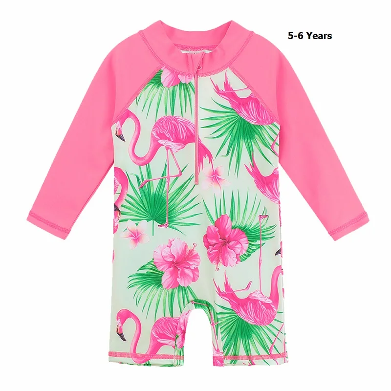 5-6 Years S297 PF BAOHULU; милый детский купальник с длинными рукавами с героями мультфильмов для мальчиков и девочек; купальный костюм для маленьких девочек; пляжная одежда для детей - Цвет: 5-6 Years S297 PF