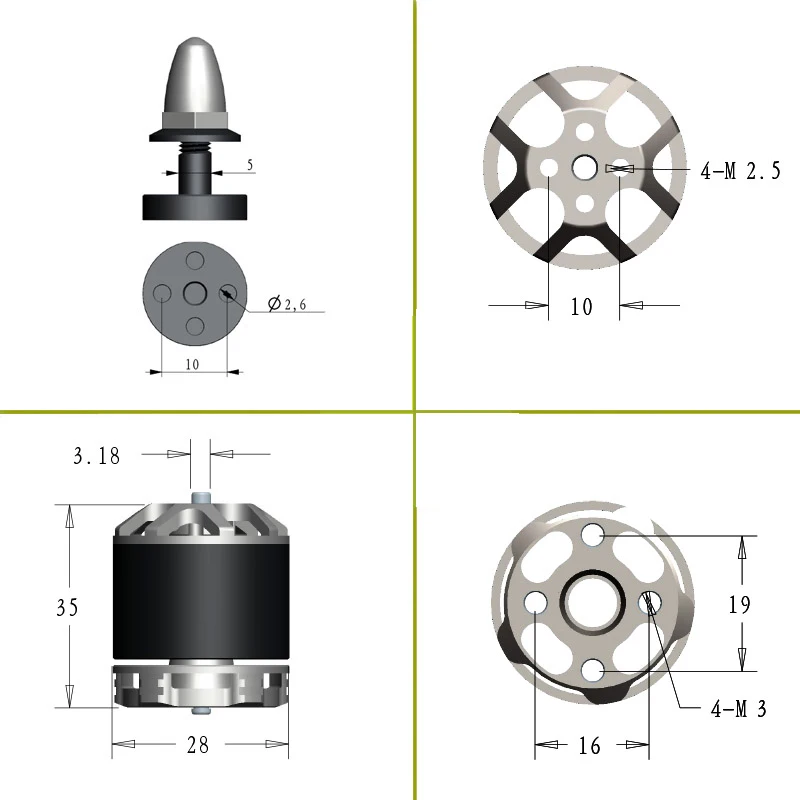 U2216 KV800 900 1100 1250 1400 2400 водонепроницаемый бесщеточный двигатель для мультикоптера