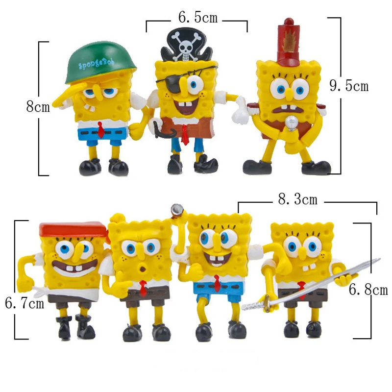 7pcs/lot Spongebob Figure Toys Doll Sponge Bob Cosplay PVC Action Figures Toy Anime Classic Kids for Boys Girls Gift|toys anime|figure toyaction