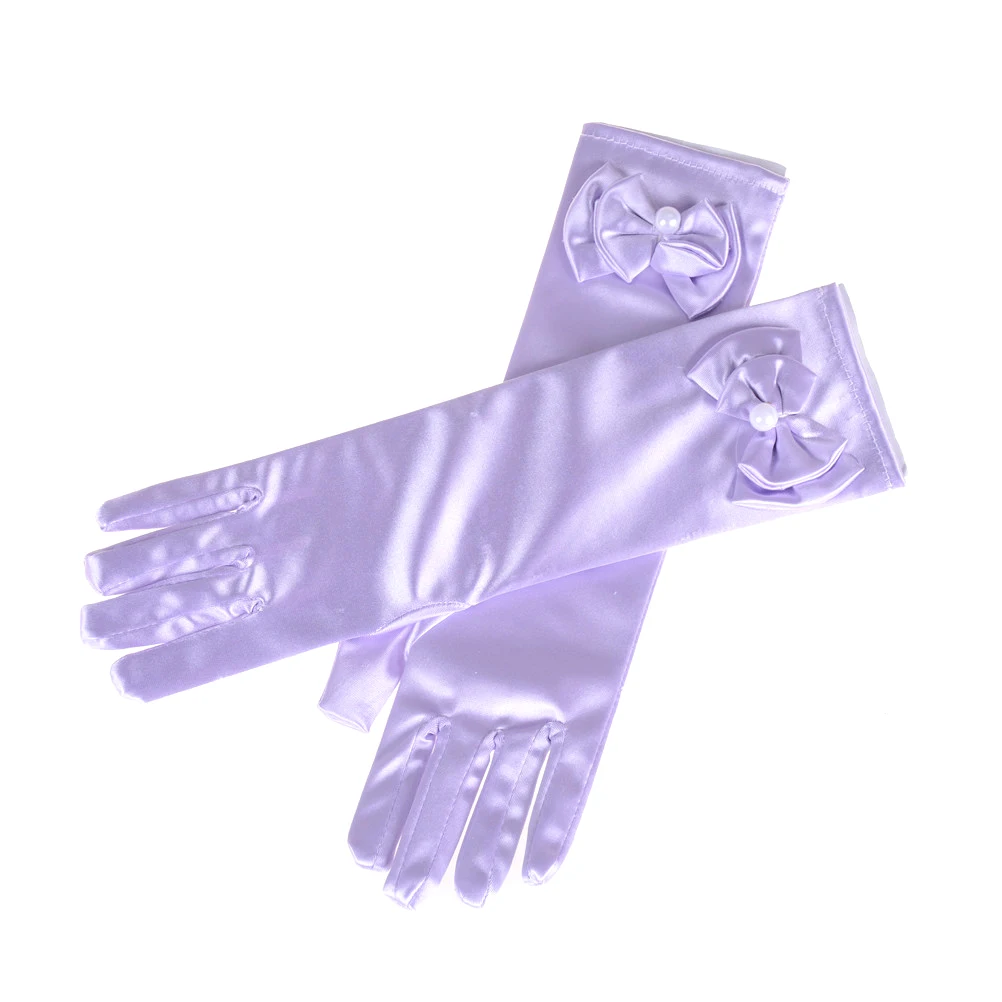 Lilac Девочки принцесса косплей аксессуары детские Атласный Костюм Перчатки для стрельбы из лука предметы для вечеринки принцессы девочка подарок на день рождения - Цвет: Lilac