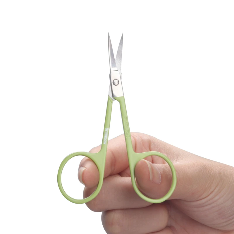 Brainbow 1pc Stainless Steel Makeup Scissor Eyebrow Eyelashes Nose Hair Trim Scissor Sharp Ponit Curve Tip Small Eyebrow Scissor 5