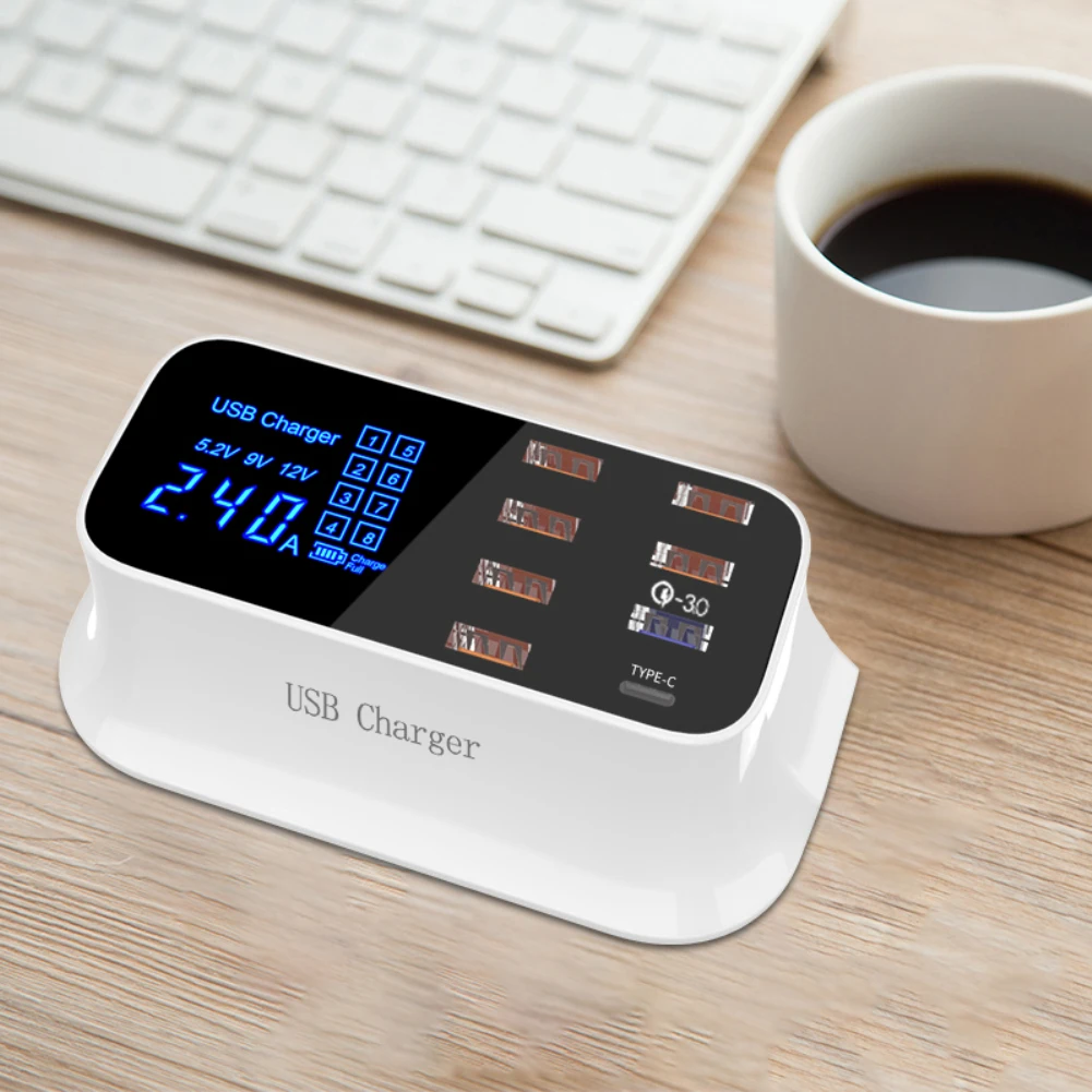 Быстрая зарядка 3,0 Смарт Тип usb C Зарядное устройство станция светодиодный Дисплей быстрой зарядки для мобильного телефона зарядное устройство usb для планшета для iPhone samsung адаптер