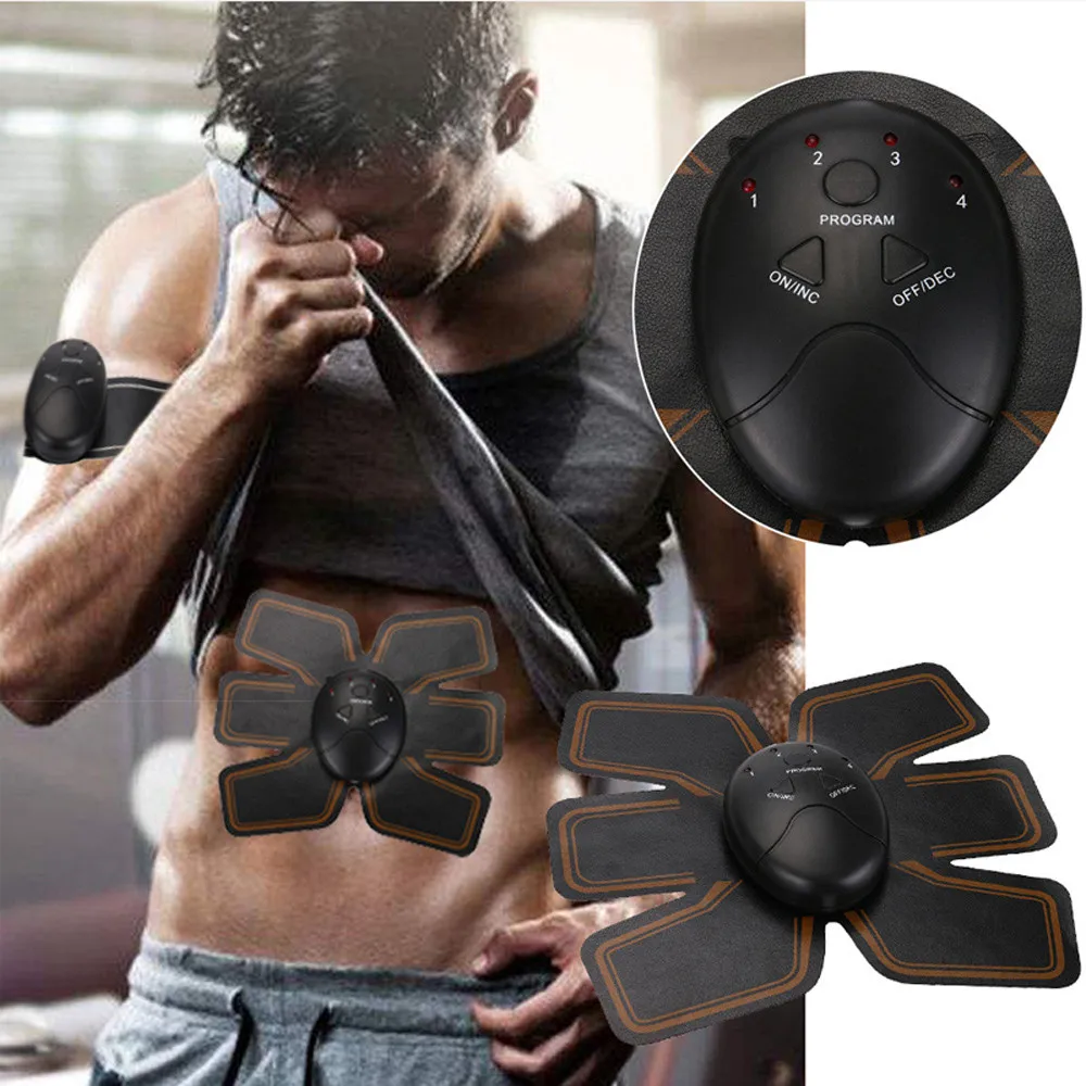 Man Women Useful Electric Abdominal Muscle Trainer Body Massage Fit Training Six Point Belly Pad