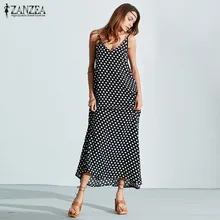 6 Colors Sexy Summer Dresses 2017 ZANZEA Women Strapless Polka Dot Casual Long Maxi Dress Leisure Beach Loose Vestidos Plus Size