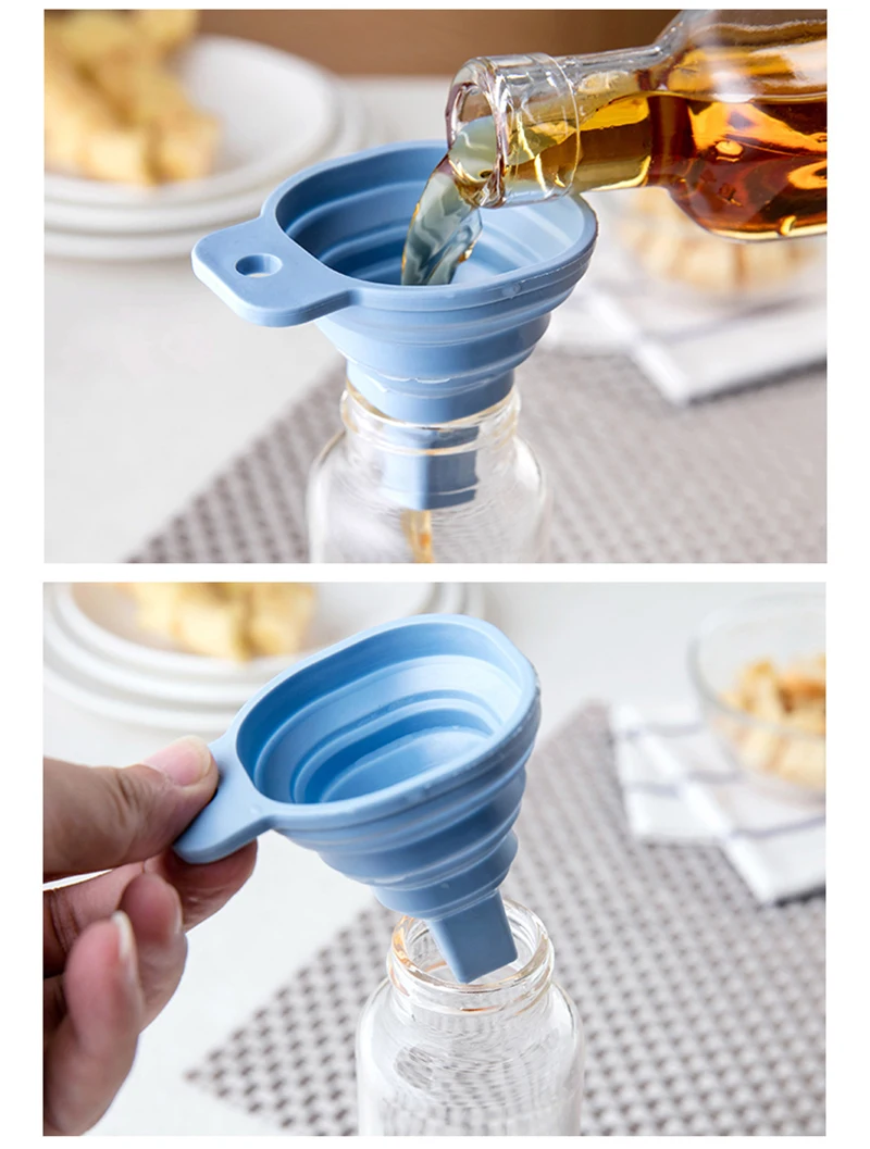 TUUTH Square Protable Mini Silicone Funnel Foldable Style Funnel Hopper Kitchen Cooking Tools Accessories Gadget B3