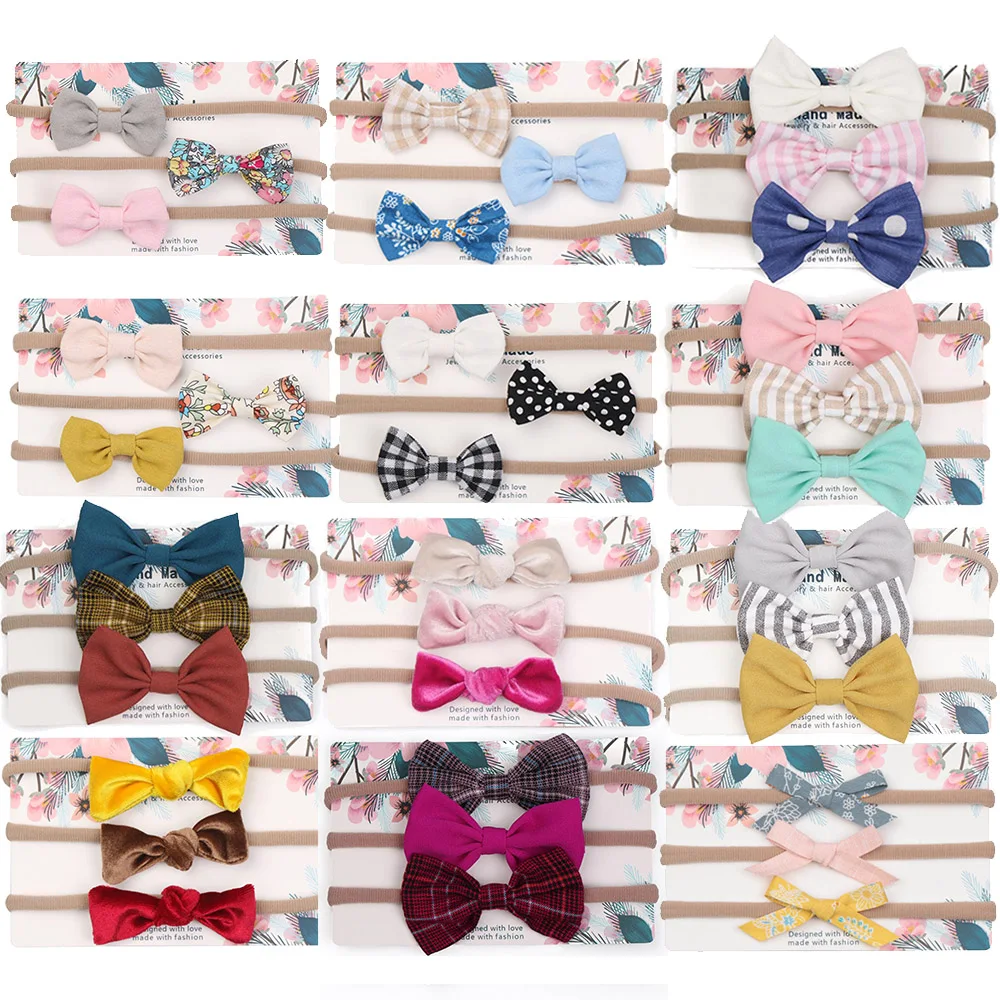

3 pcs/Set Baby Girls Headband Multi Colors Bow Knot Head Bandage Princess Kids Children Chic Headwear Hair Bands Accessories