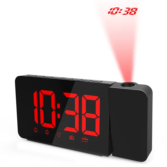 

New Creative LED Radio Projection Desk Alarm Clocks Electronic Snooze AM/FM Wireless Table Clock Home Decor #4