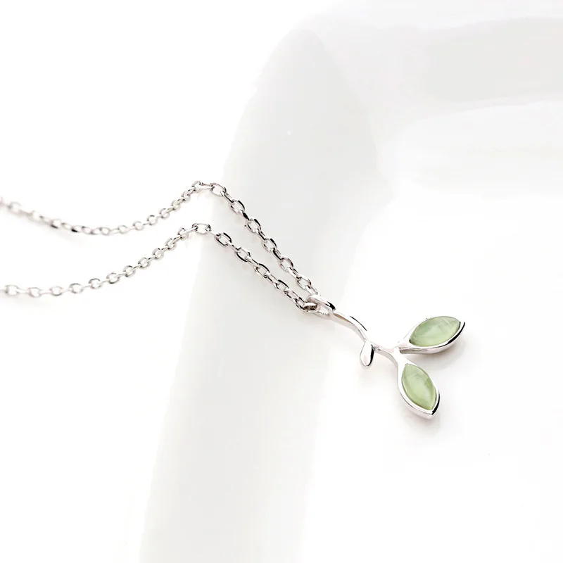 green Bud women neckace 100% 925 Sterling silver ncklace Jewellery Clavicle chain pendant charms