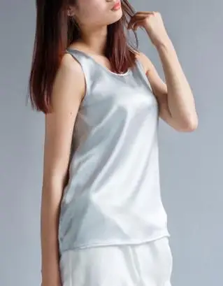 Женская летняя однотонная блуза размера плюс из шелка, женские свободные топы из шелка, женские прямые футболки из шелка, женские шелковые майки - Цвет: Серый