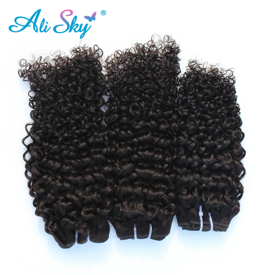 Ali Sky Malaysian Kinky Curly nonremy Hair Weaving Bundles Human Hair Extensions Natural Black 1 or 3 Or 4 Piece thick weft Ali Sky Malaysian Kinky Curly nonremy Hair Weaving Bundles Human Hair Extensions Natural Black 1 or 3 Or 4 Piece thick weft