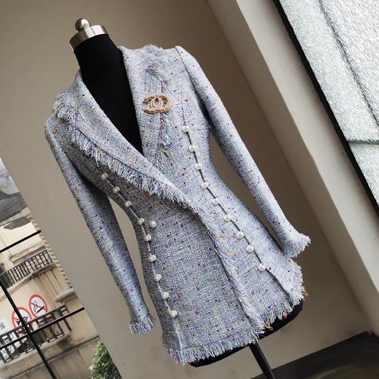 

New Spring Summer Outerwear 2019 Star s Similar Small Fragrance Elegant Famous Suit Collar tweed Short Outerwear Flow