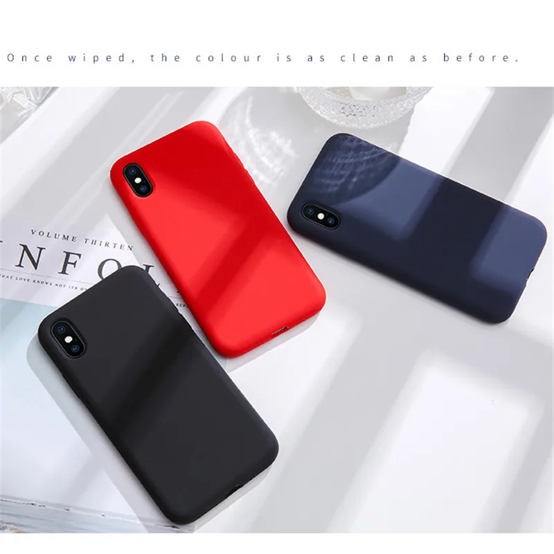 Original Simple Color Silicone Phone Case for iPhone 6 6S 7 8 Plus Cute Candy Color Soft Back Cover for iPhone XR XS Max Cases