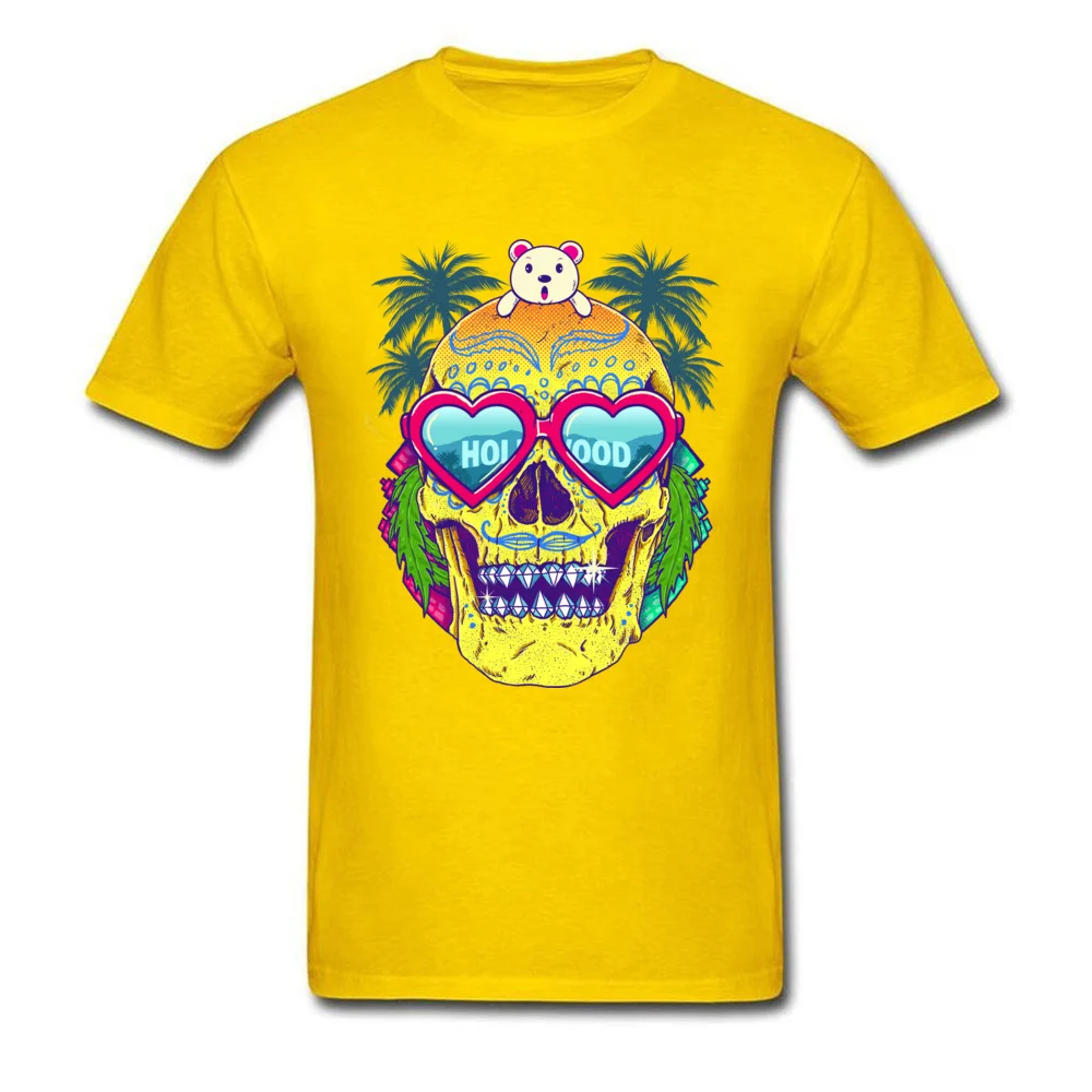 Normal Short Sleeve Tops T Shirt Summer Crew Neck 100% Cotton Men's T-shirts Goes To Hollywood Normal Tee-Shirts Funny Goes To Hollywood yellow