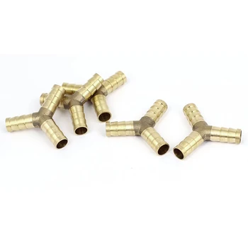 

5pcs 8mm 3 Ways Y-Piece Brass Air Gas Hose Barb Connector Tube Coupler