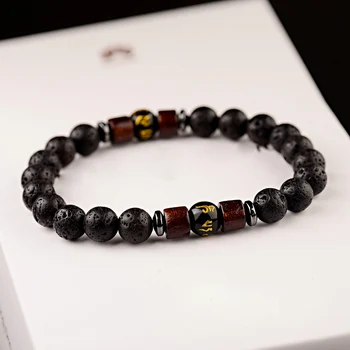 

Fashion Men Bracelet Wood Stone Bead Tibetan Buddha Bracelet Classic Lava Diffuser Bracelets & Bangles Men Jewelry Gift