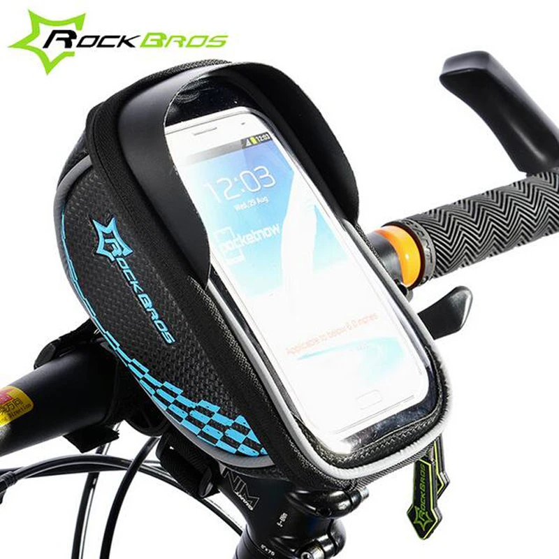 ROCKBROS Bicycle Front Tube Bag Cycling Rainproof Smart Phone Frame Bag