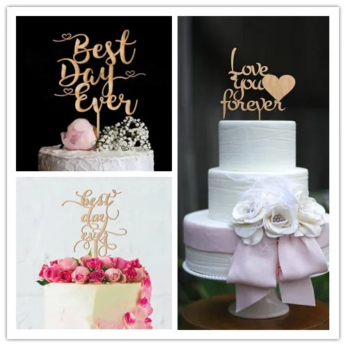 3 шт./лот деревянный Топпер для торта Лучший день когда либо Love You Forever свадебные