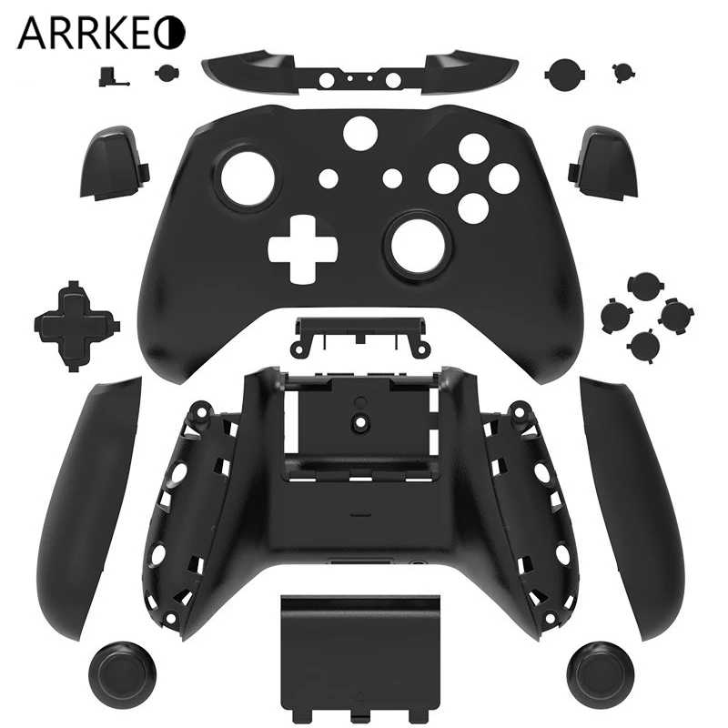 

ARRKEO Matte Black Full Custom Replacement Shell Case Cover Buttons Mod Kit Accessories For Xbox One S Slim Wireless Controller