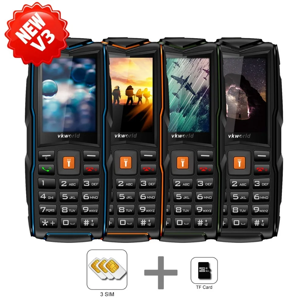 VKWorld новый камень V3 GSM 3 слота для sim карт вспышка IP68 Водонепроницаемый 3000 мАч