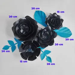 DIY гигантские бумажные цветы искусственные розы Fleurs Artificielles фон 4 шт. + 4 оставить Свадебная вечеринка Декор Детские блестящие черный