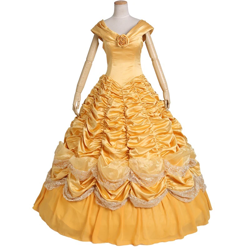 

Customized Beauty and the Beast costume Halloween costumes for women Princess Belle cosplay costume yellow Belle dress free Ship